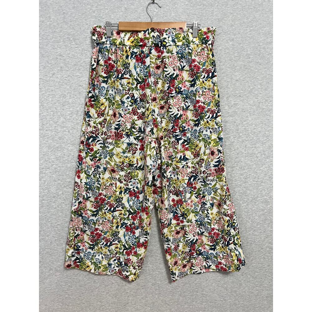 H&M Wide Leg Botanical Print Crop Pants - Size 14 - Picture 3 of 9